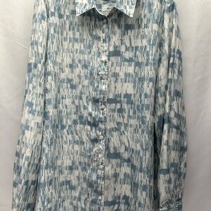 Banana Republic Women’s Silk Every Day Mulberry Shirt L Tall Blue/White Abstract